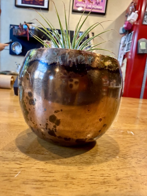 Copper Air Plant Containers with Forced Patina